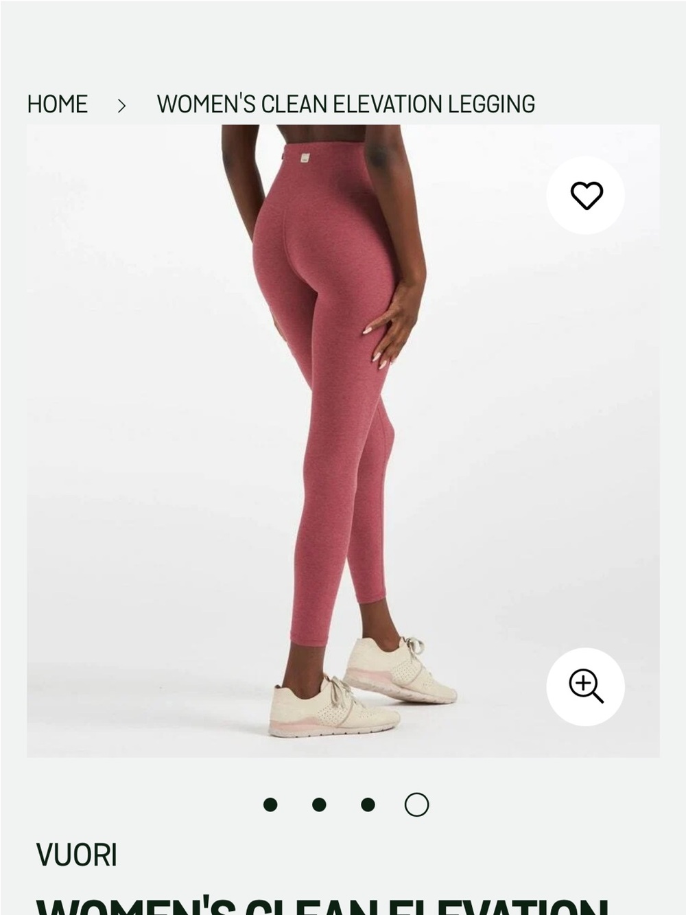 Vuori Clean Elevation Leggings Size Large, Desert Rose Heather Color #Activewear